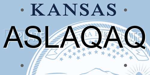 ASLAQAQ Kansas License Plate
