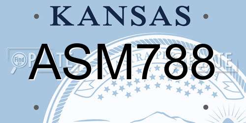 ASM788 Kansas License Plate