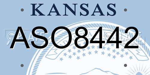 ASO8442 Kansas License Plate