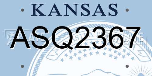 ASQ2367 Kansas License Plate