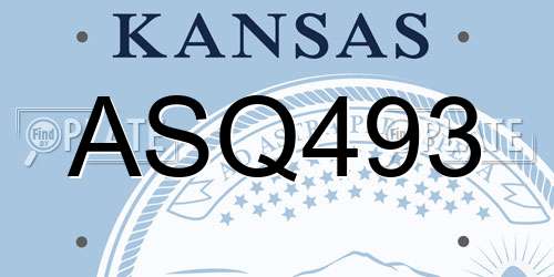 ASQ493 Kansas License Plate
