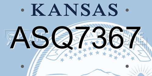 ASQ7367 Kansas License Plate