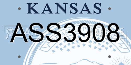 ASS3908 Kansas License Plate