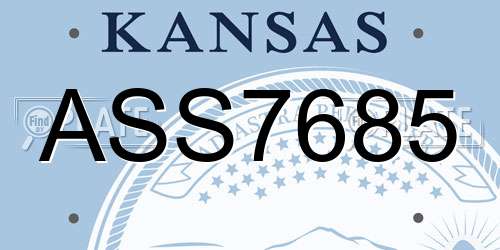 ASS7685 Kansas License Plate