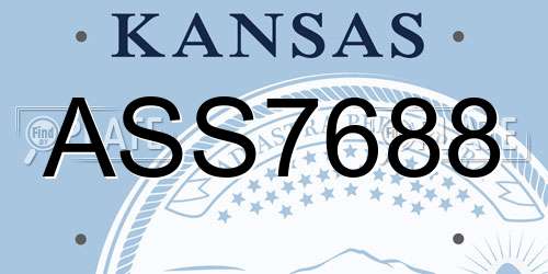 ASS7688 Kansas License Plate