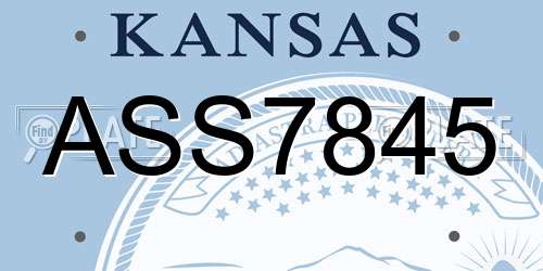 ASS7845 Kansas License Plate