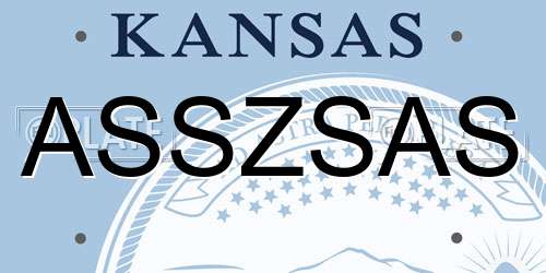 ASSZSAS Kansas License Plate