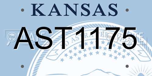 AST1175 Kansas License Plate