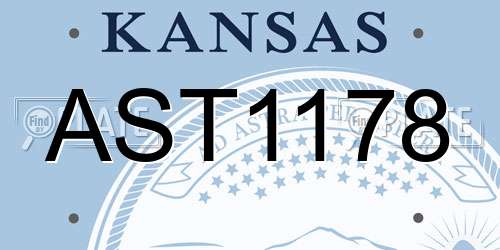 AST1178 Kansas License Plate