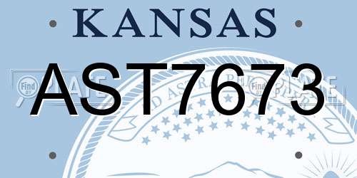 AST7673 Kansas License Plate
