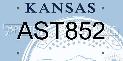 AST852 Kansas License Plate