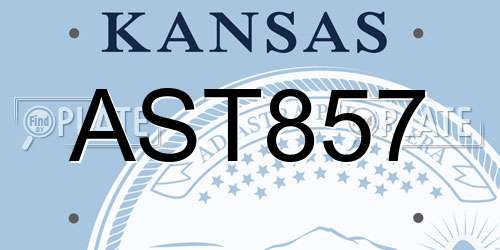 AST857 Kansas License Plate