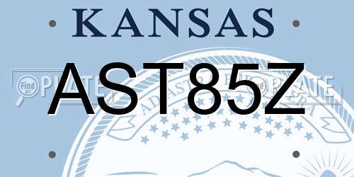 AST85Z Kansas License Plate