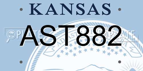 AST882 Kansas License Plate