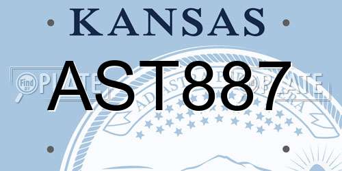 AST887 Kansas License Plate