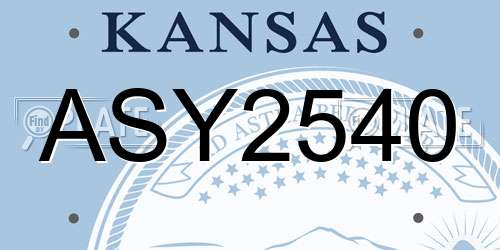 ASY2540 Kansas License Plate