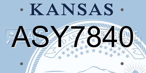 ASY7840 Kansas License Plate