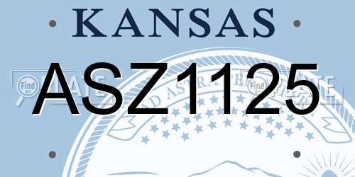ASZ1125 Kansas License Plate