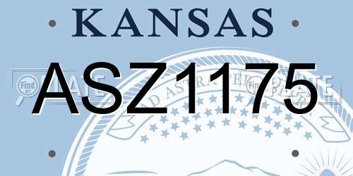 ASZ1175 Kansas License Plate