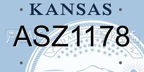 ASZ1178 Kansas License Plate