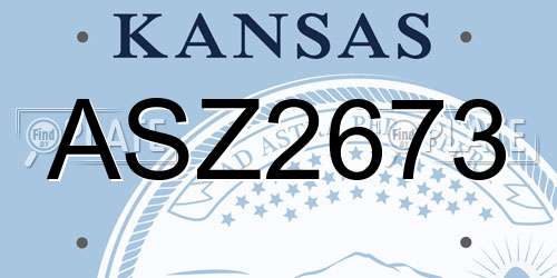 ASZ2673 Kansas License Plate