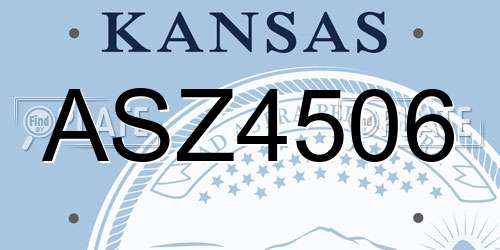 ASZ4506 Kansas License Plate