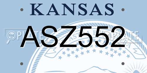 ASZ552 Kansas License Plate