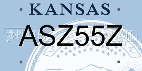 ASZ55Z Kansas License Plate