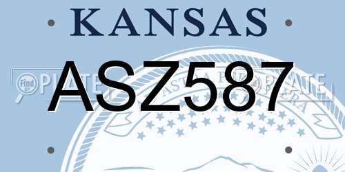 ASZ587 Kansas License Plate