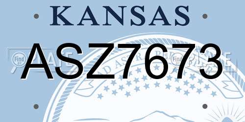 ASZ7673 Kansas License Plate