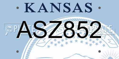 ASZ852 Kansas License Plate