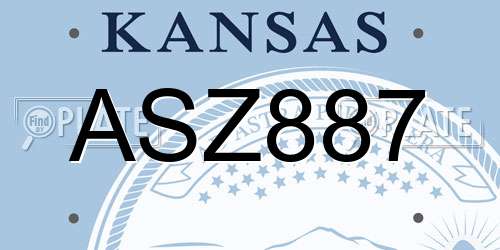 ASZ887 Kansas License Plate
