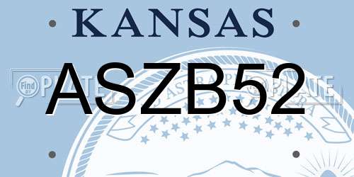 ASZB52 Kansas License Plate