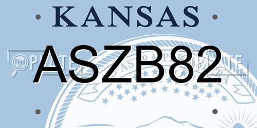 ASZB82 Kansas License Plate