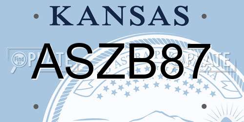 ASZB87 Kansas License Plate