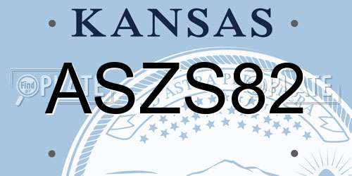ASZS82 Kansas License Plate