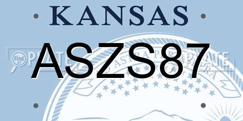 ASZS87 Kansas License Plate