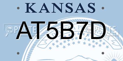 AT5B7D Kansas License Plate