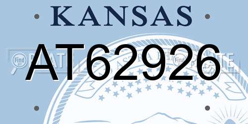 AT62926 Kansas License Plate