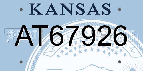 AT67926 Kansas License Plate