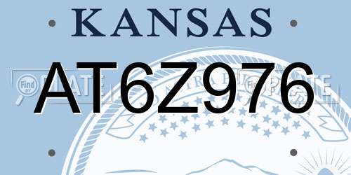 AT6Z976 Kansas License Plate