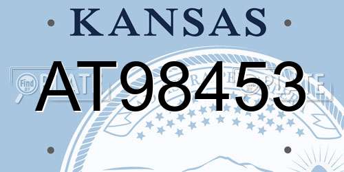 AT98453 Kansas License Plate