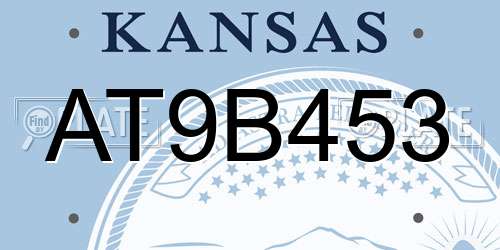 AT9B453 Kansas License Plate