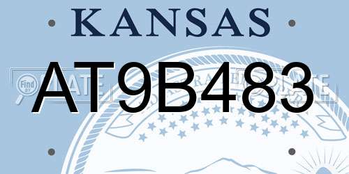 AT9B483 Kansas License Plate