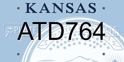 ATD764 Kansas License Plate
