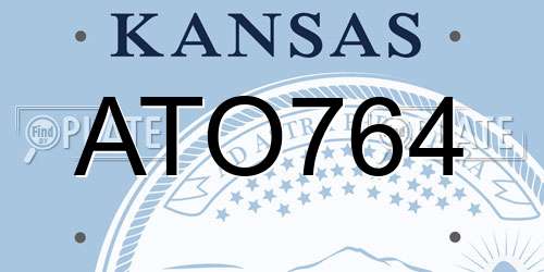 ATO764 Kansas License Plate