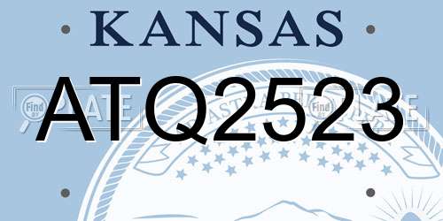 ATQ2523 Kansas License Plate