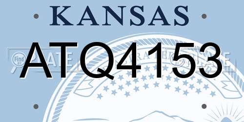 ATQ4153 Kansas License Plate
