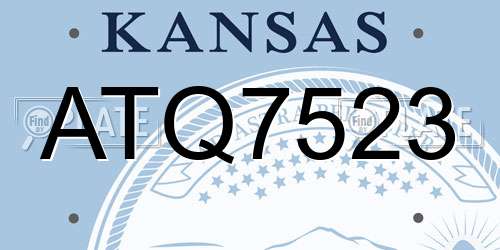 ATQ7523 Kansas License Plate