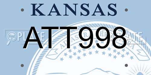ATT998 Kansas License Plate